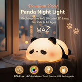Cute Panda Night Light for Kids – Soft Silicone LED Lamp with Warm White Light, Rechargeable Touch Control Bedside Night Lamp, Cute Animal Nursery Light for Baby Room & Gift