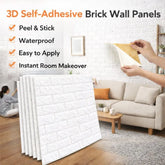 2 Pcs 3d Wall Sticker White Brick Sheet | Bedroom Home Decor Waterproof Self Adhesive Living Room Wallpaper(70×77 cm)