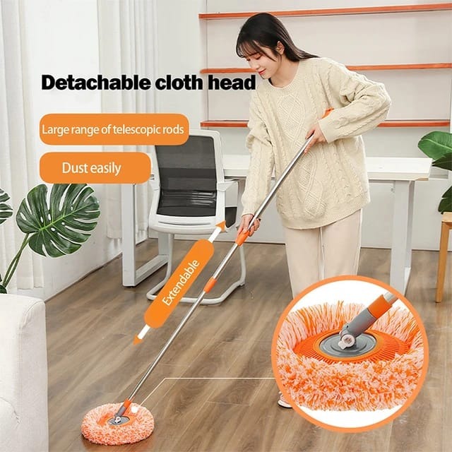 360° Rotating Round Shape Extendable Microfiber Mop